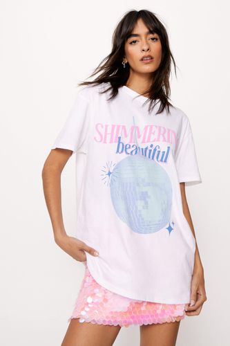 T-Shirt Oversize À Slogan Shimmering Beautiful - - L - Nasty Gal - Modalova