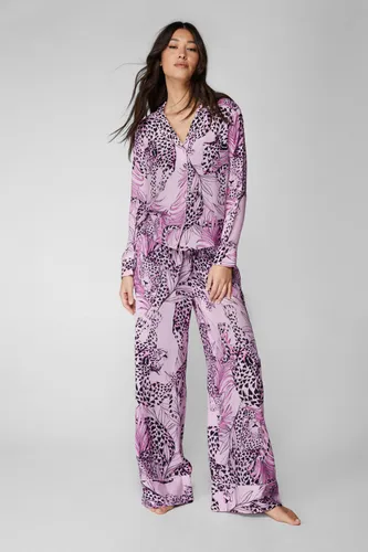 Pyjama Léopard Avec Chemise Et Pantalon - - S - Nasty Gal - Modalova