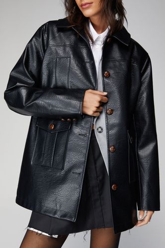 Premium Button Front Faux Leather Jacket - - 32 - Nasty Gal - Modalova