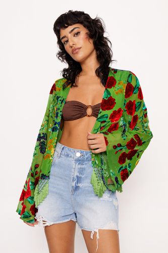 Kimono Court Fleuri - Vert - 32 - Nasty Gal - Modalova