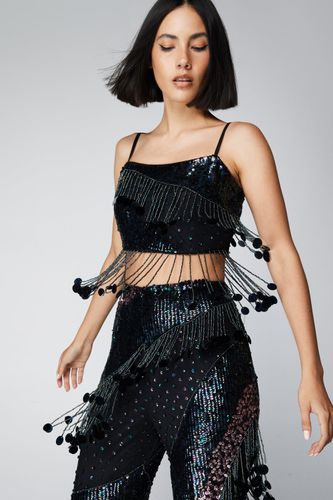 Crop Top À Sequins Et Franges - 34 - Nasty Gal - Modalova