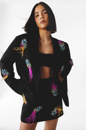Mini Jupe Premium À Ornements Et Plumes - 38 - Nasty Gal - Modalova