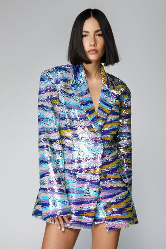 Premium Sequin Stripe Tailored Blazer - 32 - Nasty Gal - Modalova