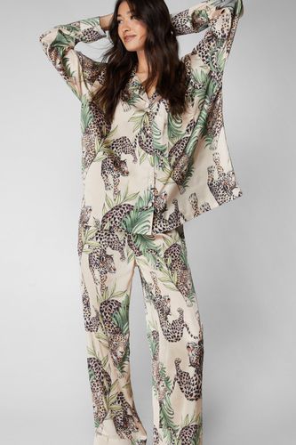 Pyjama Oversize Satiné Imprimé Léopard - - M - Nasty Gal - Modalova