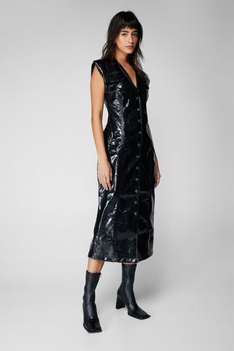 Metallic Crackle Faux Leather Midi Dress - - 32 - Nasty Gal - Modalova