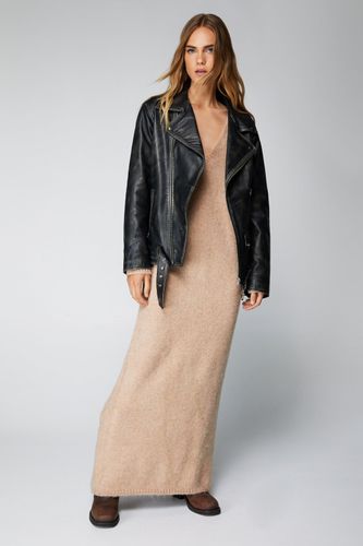 Dressing Gown Longue Oversize En Maille Brossée - L - Nasty Gal - Modalova