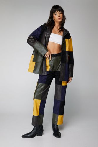 Pantalon Patchwork En Cuir Et Daim Véritable - 44 - Nasty Gal - Modalova