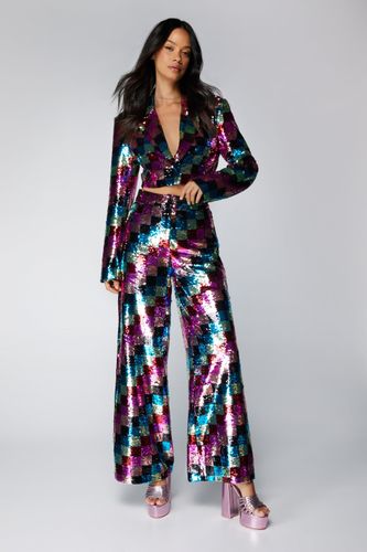 Pantalon Large À Carreaux Et Sequins - 40 - Nasty Gal - Modalova