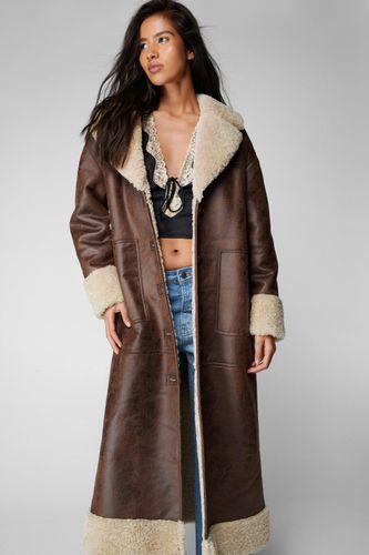 Veste Aviateur Premium En Simili Premium Et Polaire - 40 - Nasty Gal - Modalova