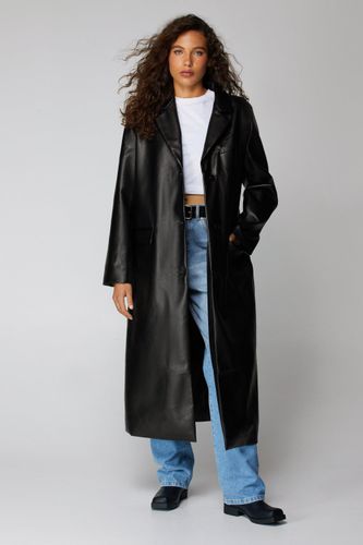 Manteau Long En Simili - Noir - 44 - Nasty Gal - Modalova