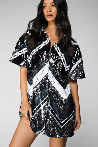 Dressing Gown Chemise À Zigzag En Sequins - - 34 - Nasty Gal - Modalova