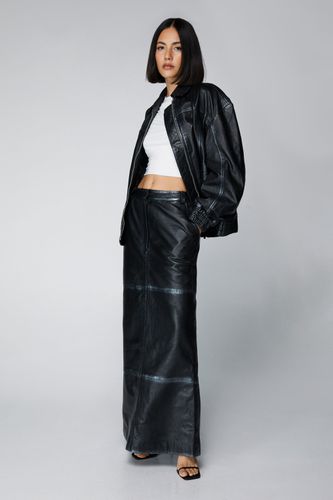 Real Leather Distressed Metallic Maxi Skirt - - 32 - Nasty Gal - Modalova
