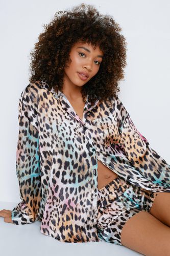 Pyjama Recyclé Et Satiné À Imprimé Léopard Avec Chemisier Et Short - 36 - Nasty Gal - Modalova