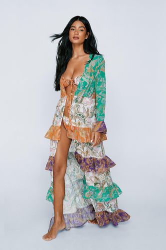 Kimono Long À Volants Et Imprimé Cachemire - - 36 - Nasty Gal - Modalova