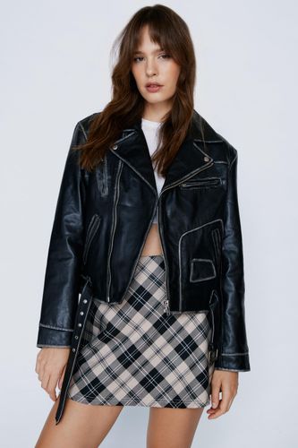 Veste En Cuir Véritable Oversize - 36 - Nasty Gal - Modalova