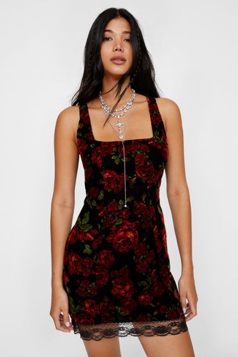 Velvet Rose Lace Trim Mini Dress - 32 - Nasty Gal - Modalova