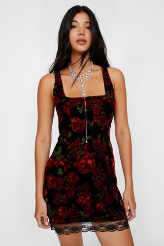 Velvet Rose Lace Trim Mini Dress - 34 - Nasty Gal - Modalova