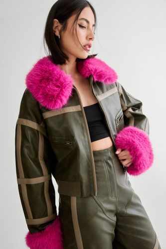 Seam Detail Distressed Pu Bomber - L - Nasty Gal - Modalova