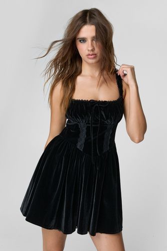 Velvet Lace Trim Corset Skater Dress - 32 - Nasty Gal - Modalova