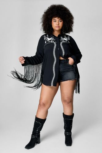 Plus Western Embroidered Fringe Shirt - 50 - Nasty Gal - Modalova