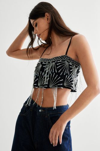 Beaded Tassel Crop Top - Noir - 34 - Nasty Gal - Modalova