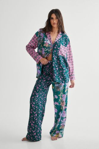 Floral Mix Print Pajama Trouser Set - L - Nasty Gal - Modalova