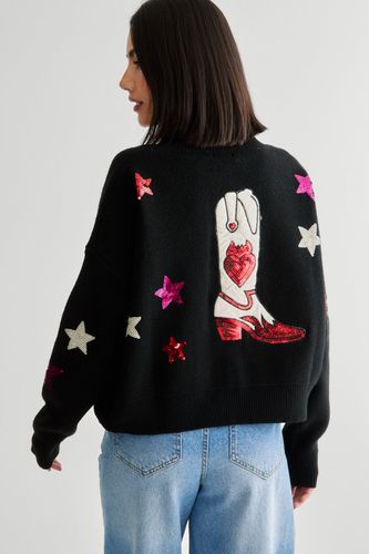 Cowboy Boot Sequin Cardigan - M - Nasty Gal - Modalova