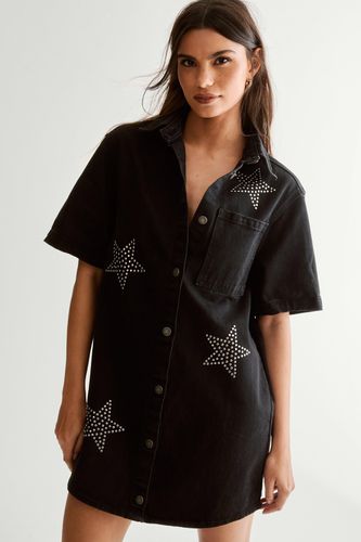 Star Studded Denim Shirt Dress - 32 - Nasty Gal - Modalova