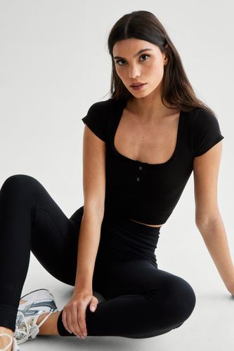 Active Society Seamless Cap Sleeve Crop Top - S/M - Nasty Gal - Modalova