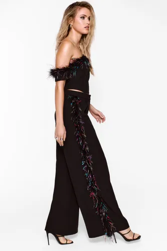 Premium Feather Trim Tailored Trouser - 32 - Nasty Gal - Modalova