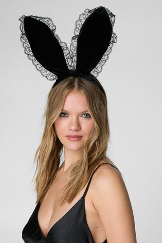 Lace Bunny Ears - Noir - One Size - Nasty Gal - Modalova