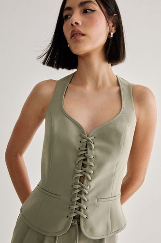 Tie Front Detail Tailored Vest - 32 - Nasty Gal - Modalova