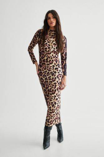 Leopard Print Long Sleeve Maxi Dress - L - Nasty Gal - Modalova