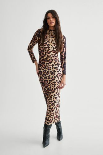 Leopard Print Long Sleeve Maxi Dress - S - Nasty Gal - Modalova