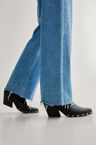Studded Faux Leather Pointed Toe Ankle Boot - 35 - Nasty Gal - Modalova