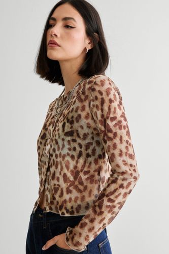 Leopard Print Mesh Cardigan - S - Nasty Gal - Modalova