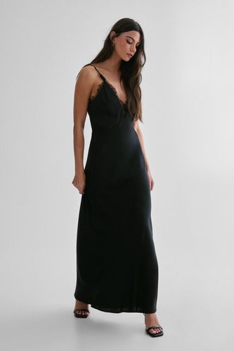 Lace Trim Satin Maxi Dress - S - Nasty Gal - Modalova