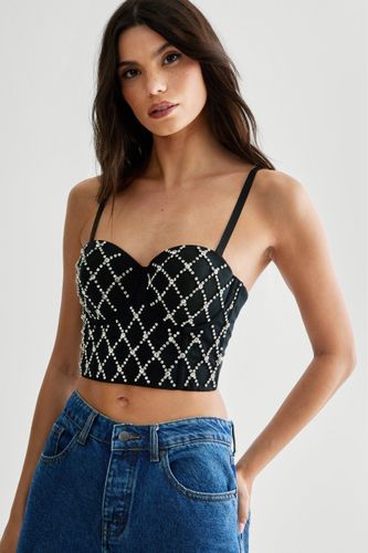 Embellished Bustier Top - Noir - S - Nasty Gal - Modalova