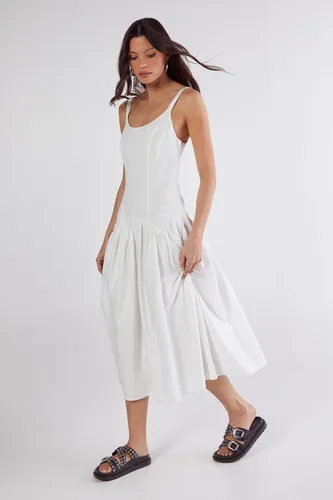 Linen Mix Drop Waist Seamed Midi Dress - 32 - Nasty Gal - Modalova