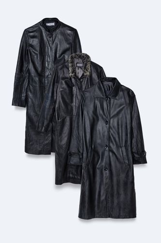 Trench Vintage En Cuir - - L/Xl - Nasty Gal - Modalova