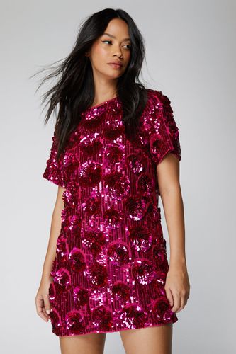 Mini Dressing Gown À Sequins Et Fleurs 3D - - 36 - Nasty Gal - Modalova