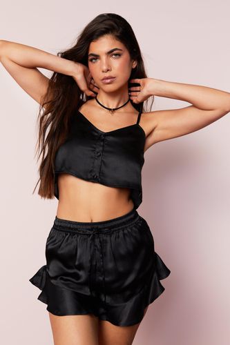 Pyjama Satiné Avec Caraco À Volants - M - Nasty Gal - Modalova