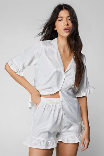 Pyjama Satiné Fleuri À Volants - - S - Nasty Gal - Modalova