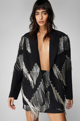 Premium Studded Fringe Embellished Blazer - - 36 - Nasty Gal - Modalova