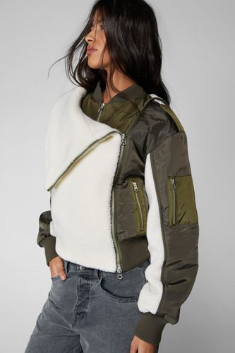 Bomber En Faux Mouton Et Nylon - 32 - Nasty Gal - Modalova