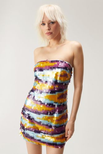 Premium Multicolor Sequin Bandeau Mini Dress - 32 - Nasty Gal - Modalova