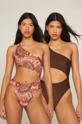 Basic 2 Pack Tie Dye One Shoulder Cut Out Swimsuits - - 34 - Nasty Gal - Modalova