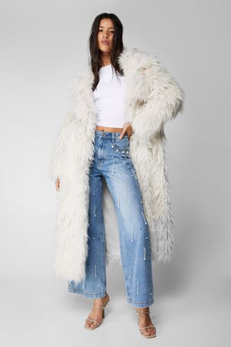 Premium Pearl Embellished Wide Leg Jeans - 34 - Nasty Gal - Modalova