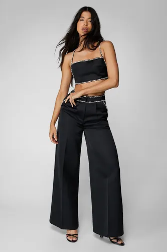 Pantalon Satiné Premium À Strass - 32 - Nasty Gal - Modalova