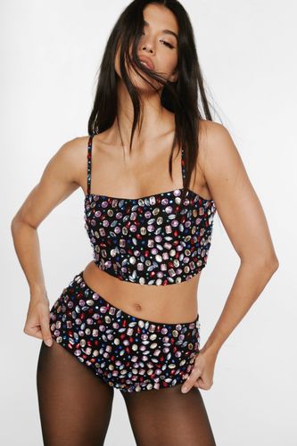 Jewel Embellished Booty Shorts - 40 - Nasty Gal - Modalova